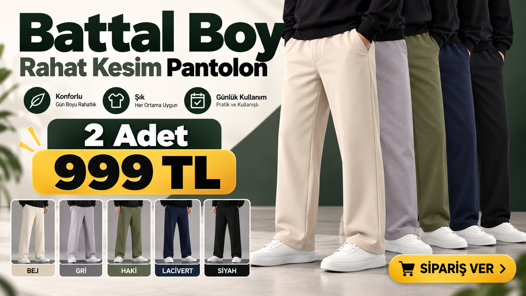2 ADET BATTAL PANTOLON